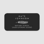Zwart Notaris Signing Agent Feather Quill Logo Naamplaatje (Voorkant)