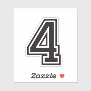 Zwart nummer 4 sportief collegelettertype sticker