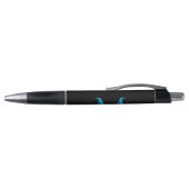 Zwart Ocean Blue Monogram Script Naam Stijlvol Pen (Bovenkant)