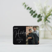 Zwart of Grijs. Bedrijf logo, foto & groet Visitekaartje (Staand voorkant)