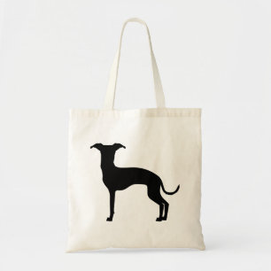 Zwart (of jouw kleur) Italiaans Greyhound Silhouet Tote Bag