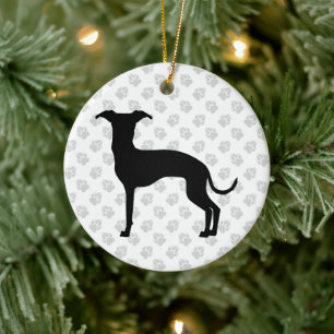Zwart (of uw kleur) Italiaans Greyhound Silhouette Keramisch Ornament