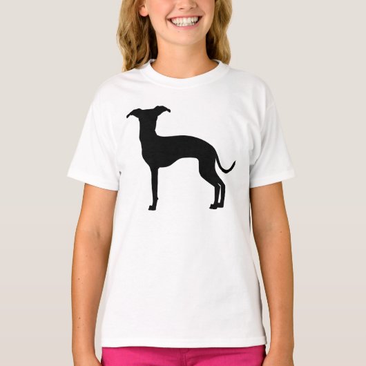 Zwart (of uw kleur) Italiaans Greyhound Silhouette T-shirt (Voorkant)
