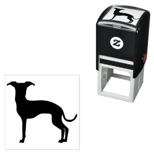 Zwart (of uw kleur) Italiaans Greyhound Silhouette Zelfinktende Stempel