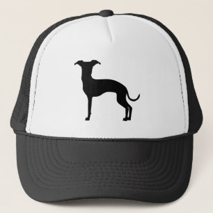 Zwart (of uw kleur) Italiaanse Windhond Silhouet Trucker Pet
