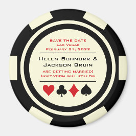 Zwart Off White Poker Chip Casino De datum opslaan Magneet