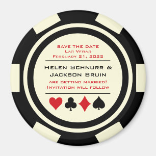 Zwart Off White Poker Chip Casino De datum opslaan Magneet