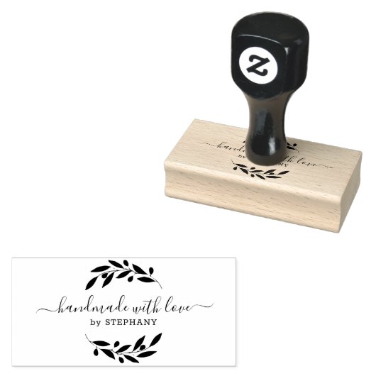 Zwart Olijfkrans Custom Moderne Typografie 2 Rubberstempel (Gestempeld)