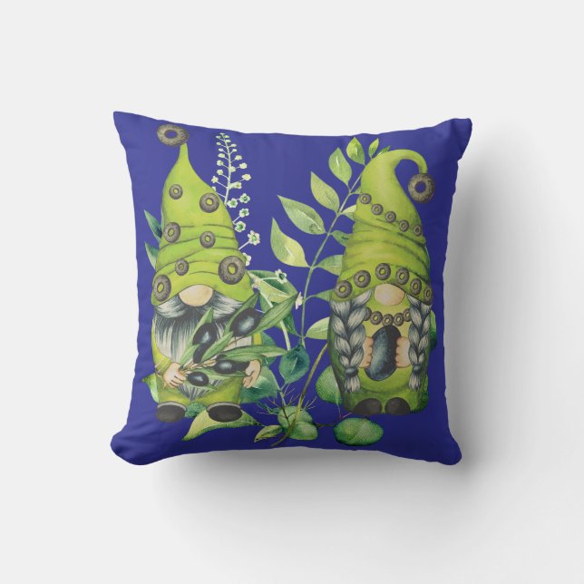 Zwart Olive Gnome Kussen (Voorkant)