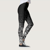 Zwart Ombre w / Zwart & Wit Patroon Abstract 3 Leggings (Rechts)