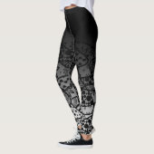 Zwart Ombre w / Zwart & Wit Patroon Abstract 3 Leggings (Links)