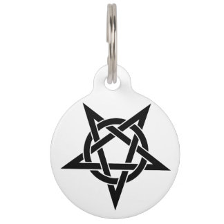 Zwart omgekeerd pentagram huisdierpenning