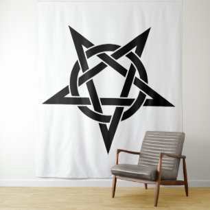Zwart omgekeerd pentagram wandkleed