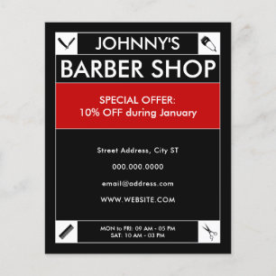 Zwart omhulde barber flyer