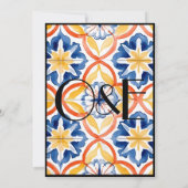 Zwart omlijde Spaanse zomer tegeltjes trouw uitnod Kaart (Achterkant)