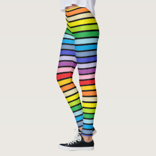 Zwart omlijnd brederspectrum regenboogstrips leggings