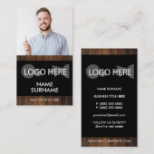 Zwart onroerend goed foto houten rustige visitekaartje (Voorkant / Achterkant)