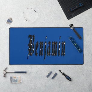 Zwart ontworpen Benjamin naam, bureau mat