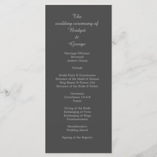 Zwart Onyx Modern  Deco bruiloft Programma (Achterkant)