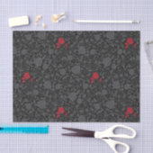 Zwart op Black Red Rose Modern Damask Floral Tissuepapier (Craft)