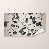 Zwart op Bronze Pattern Birds and Cherry Blossom Bad Handdoek (Handdoek)
