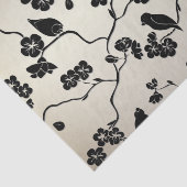 Zwart op Bronze Pattern Birds and Cherry Blossom Tissuepapier (Detail)