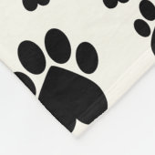 Zwart op gebroken wit hart Paw Print Fleece Deken (Hoek)