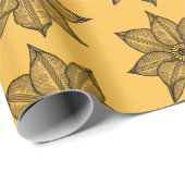 Zwart op gele ketchy Flowers Cadeaupapier (Rol Hoek)