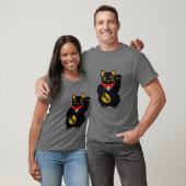 Zwart op grijs Lucky Cat Shirt (Unisex)