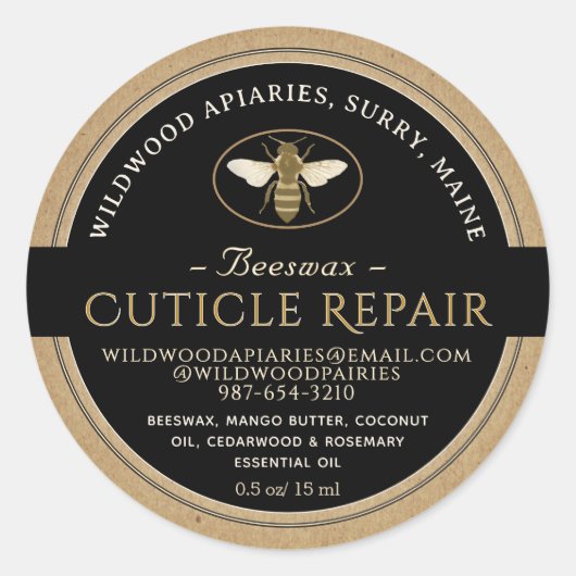 ZWART OP KRAFT Bijenwas Cuticle Repair Label (Voorkant)