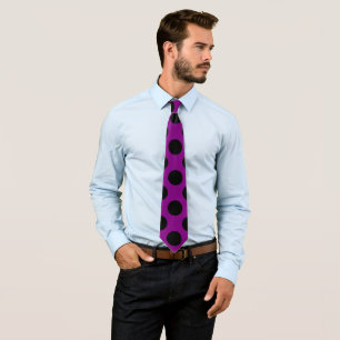 Zwart op Paarse Giant Size Polka Dots Stropdas