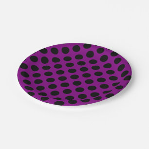 Zwart op Paarse Grote Maat Polka Dots Papieren Bordje
