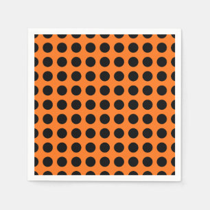 Zwart op pompoen Grote Horizontale Polka Dots Papi Servet