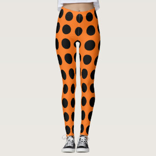 Zwart op pompoen Grote Maat Polka Dots Leggings
