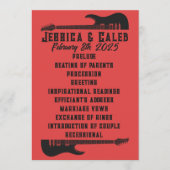 Zwart op rood heavy metal bruiloft programma (Voorkant)