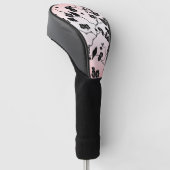 Zwart op roze patroonvogels en Cherry Blossom Golfheadcover (Schuin)