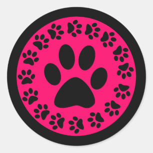 Zwart op roze verfprinters ronde sticker