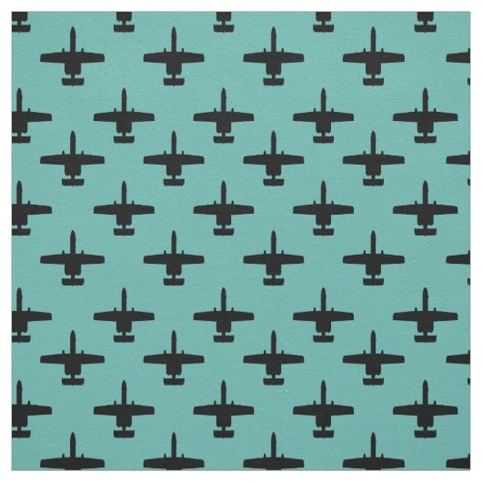 Zwart op turquoise A-10 Warthog Attack Jet Pattern Stof (Swatch)