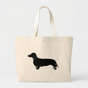 Zwart op White Dachsund Grote Tote Bag