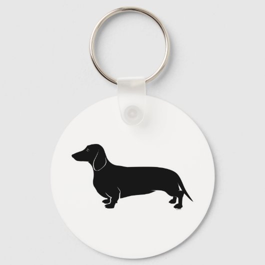 Zwart op White Dachsund Sleutelhanger (Voorkant)