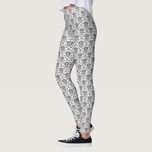 Zwart op White Damask Leggings (Links)