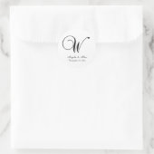 Zwart op White Decorative Script Monogram W Ronde Sticker (Tas)