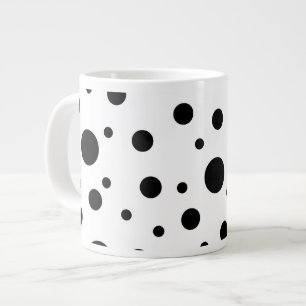 Zwart op White Polka Dot Pattern Extra Grote Beker