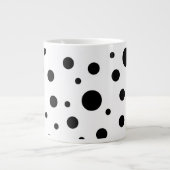 Zwart op White Polka Dot Pattern Extra Grote Beker (Voorkant)