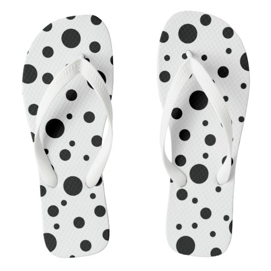 Zwart op White Polka Dot Pattern Teenslippers (Voetbed)