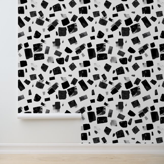 Zwart op wit abstract Shapes Squares Behang (Applicatie)