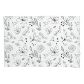 Zwart op wit Bloempatroon Minimalistisch Modern Kussensloop (Voorkant)