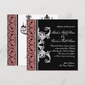 Zwart op wit cirkel Damask bruiloft uitnodigingen (Voorkant / Achterkant)