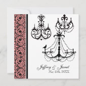 Zwart op wit cirkel Damask bruiloft uitnodigingen (Achterkant)