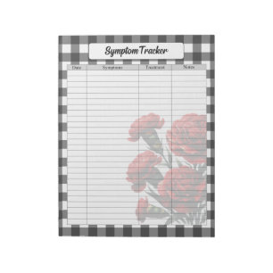 Zwart op wit Floral Gingham_ Symptom Tracker Notitieblok